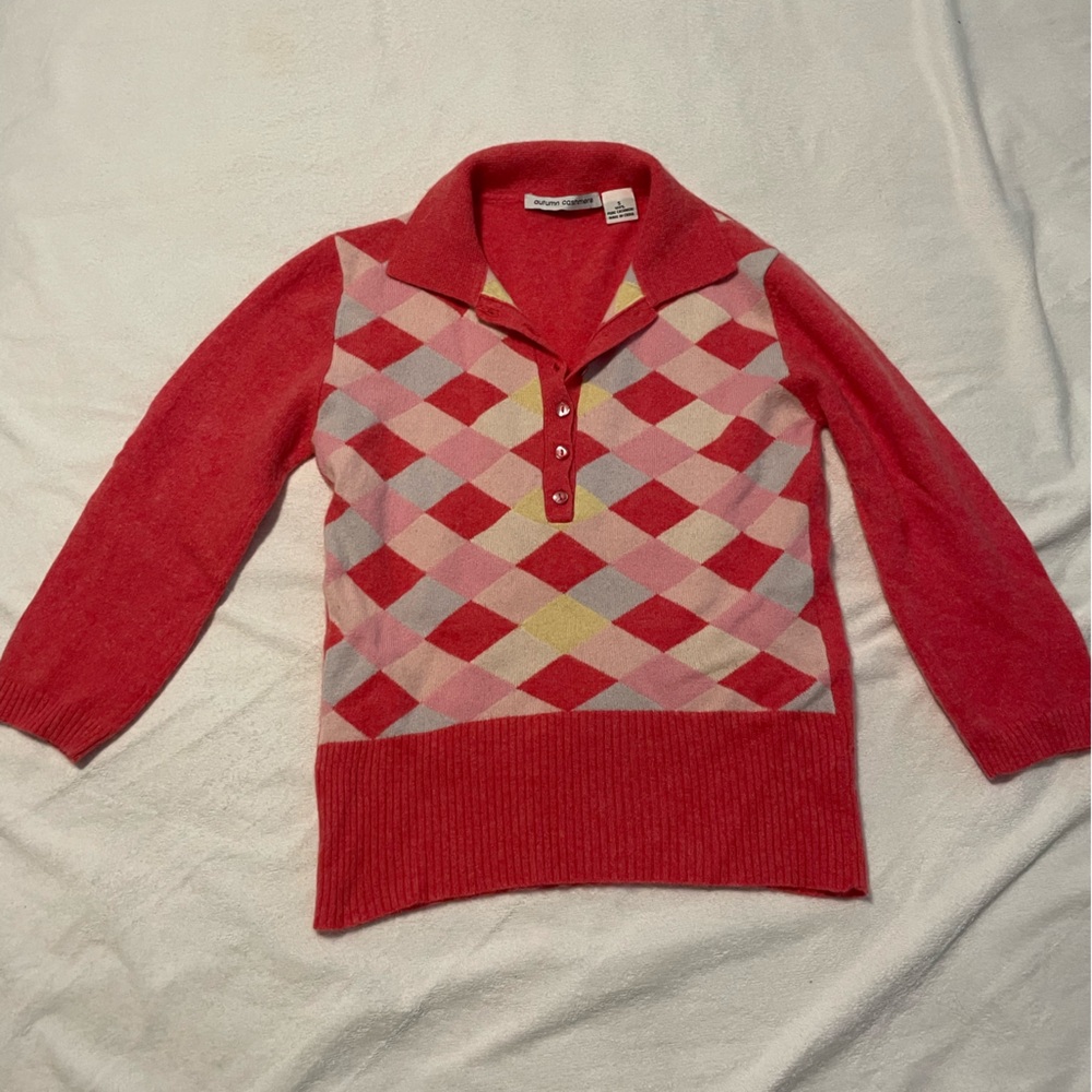 100% cashmere argyle sweater